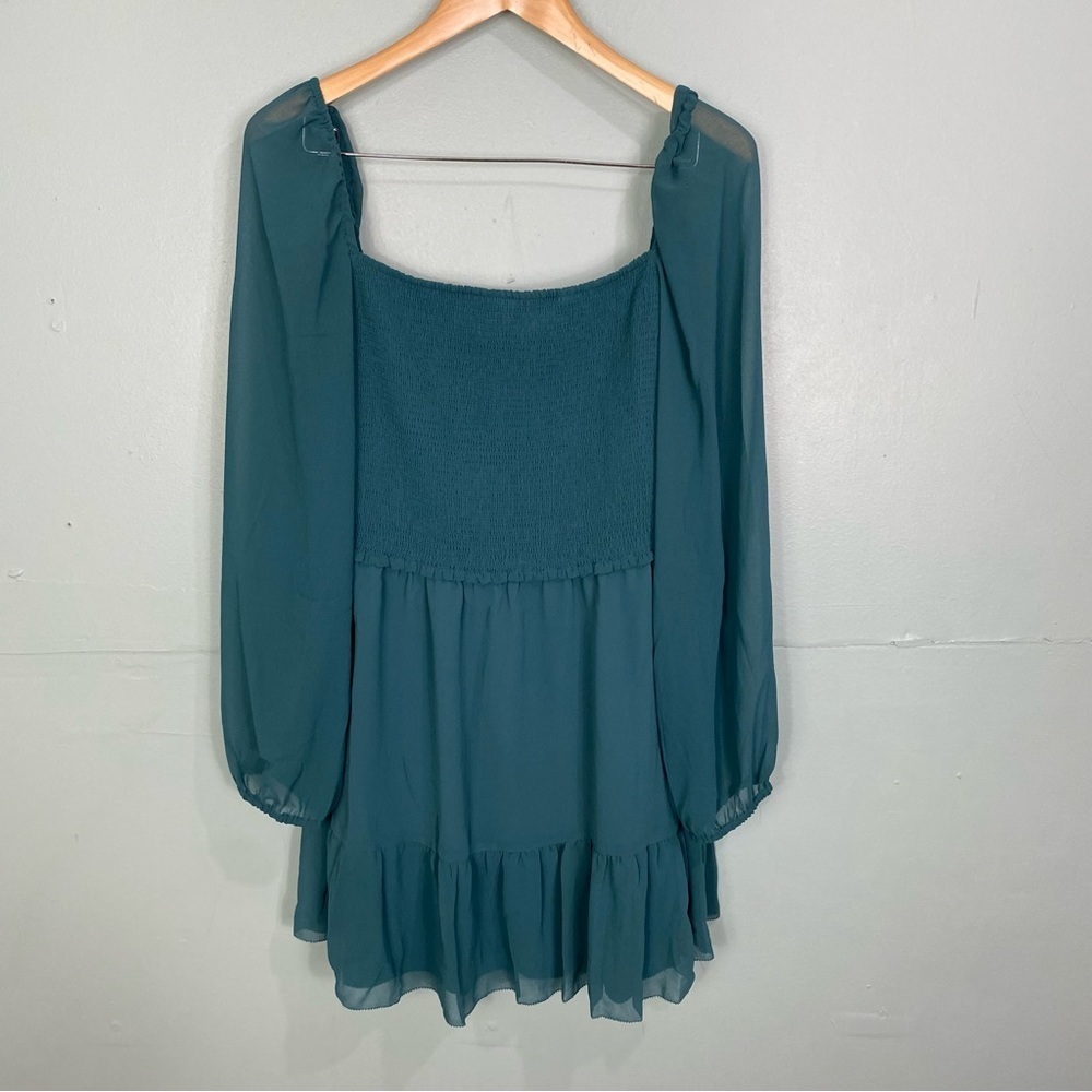 Aritzia Wilfred Tempest Dress Green Long‎ Sleeve Mini - Picture 2 of 6